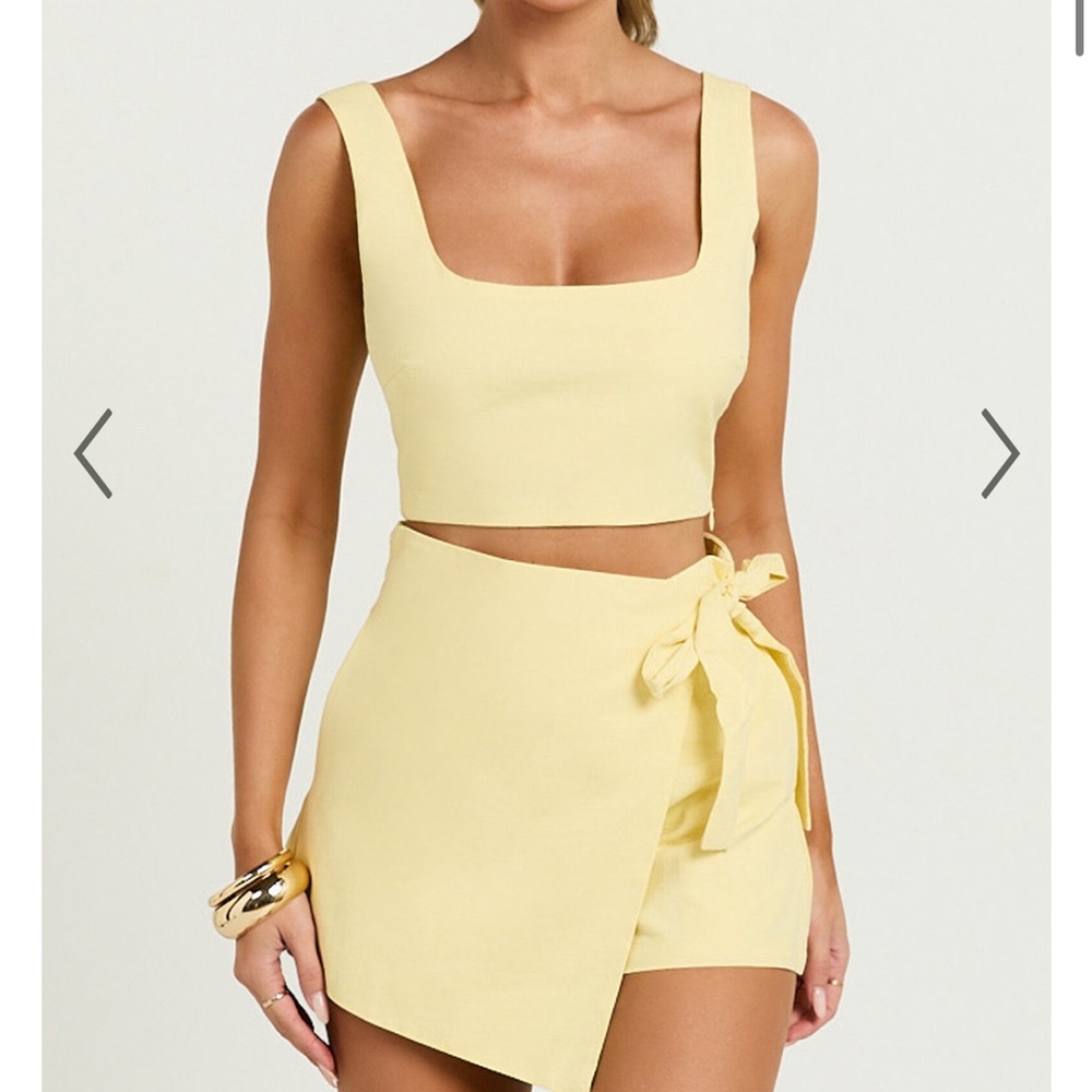 Brand New with Tags still on Yellow Sleeveless Crop Top and Skirt Set